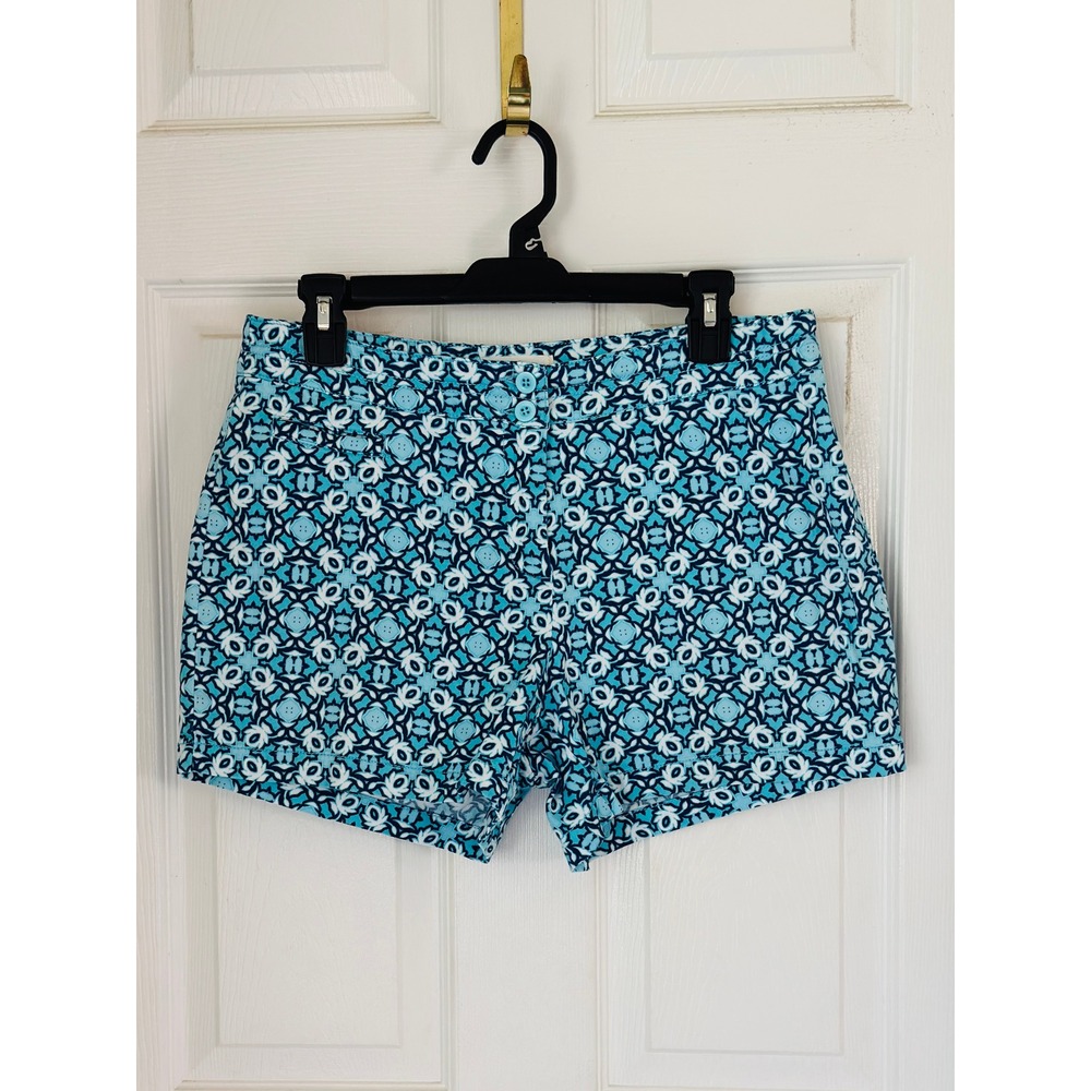 Dept 222 Blue‎ White Geometric Tile Print Shorts Petite 8P M029T91PL